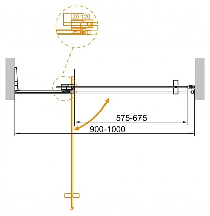 Душевая дверь Cezares Slider SLIDER-B-1-90/100-BR-NERO 90/100x195 бронза, черный