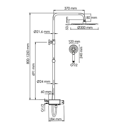 Душевая стойка WasserKRAFT A113.116.058.CH Thermo с термостатом, хром