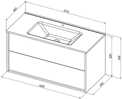 Тумба с раковиной Aquanet Lino (Flat) 100 см белый глянец