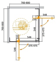 Душевой уголок Cezares SLIDER-A-2-70/80-BR-NERO 70/80x70/80 бронза, черный