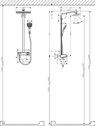 Душевая стойка Hansgrohe Raindance E Showerpipe 360 1jet 27288000 с термостатом