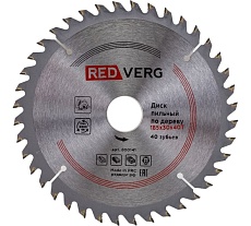 Диск пильный по дереву твердосплавный (185х30/20/16 мм; 40 зубьев) Redverg 6621219