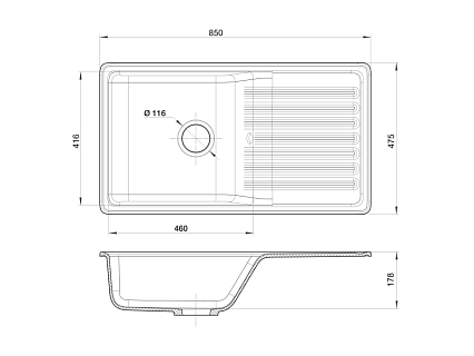 Кухонная мойка GranFest Quarz GF-ZW-73 85 см белый