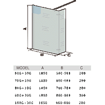 Душевая перегородка WeltWasser WW400 100G+30G (100+30)x185 прозрачная, 10000002948