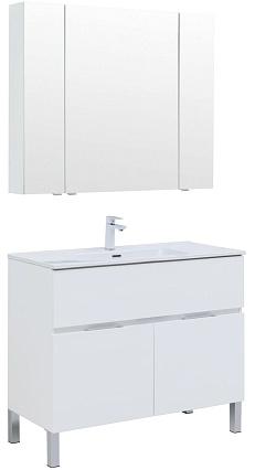 Тумба с раковиной Aquanet Алвита New 100 см 1 ящик, 2 дверцы белый матовый