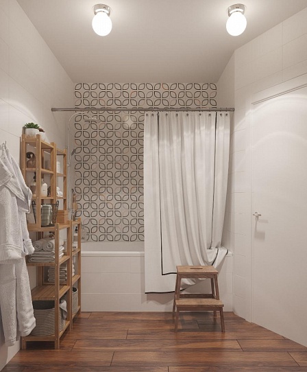Дизайн-проект ванной комнаты "Дерево & Модерн".