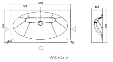 Раковина Vincea Caprise VCB-4CA100MWG 100 см, Corian, белый матовый/серый матовый
