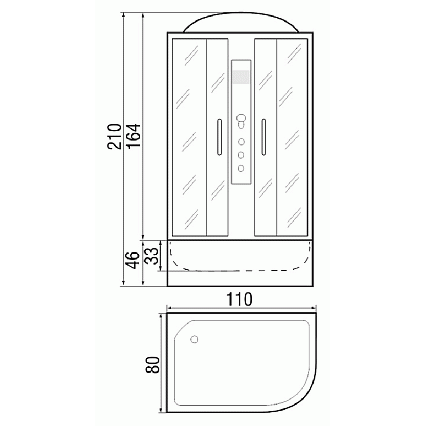 Душевая кабина River Nara 110/80/44 МТ 110x80 белый, матовое, L