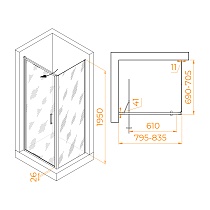 Душевой уголок RGW Stilvol SV-145B (SV-05B + Z-050-2B) 80x70 прозрачное, черный 703214587-14