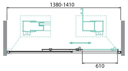 Душевая дверь BelBagno DUE-BF-1-140-C-Cr 140x190 прозрачная