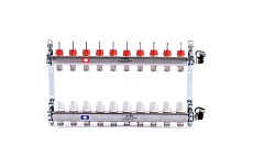 Коллекторная группа 1х3/4, 10 выходов, с расходомерами и термостатическими вентилями, нерж. сталь Uni-Fitt 450I4310