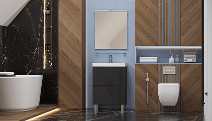 Тумба с раковиной Velvex Edge 60 см напольная