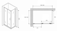 Душевой уголок Abber Schwarzer Diamant AG30100B5-S100B5 100x100 профиль черный