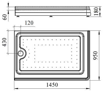 Поддон для душа Fra Grande Лоренцо 4-11-2-2-0-414 145x95 R, слив хром