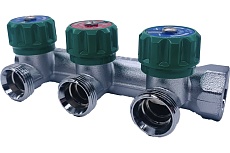 Коллектор Tiemme 3 отвода, регулируемый 3/4&quot;х3/4(18) евроконус Maxima Corner (никель) 1850008 / 1871K