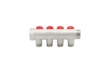 Коллектор VRT 1"x1/2", с регулировочными вентилями, 4 выхода 524075