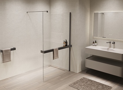 Душевая перегородка Vincea Walk-In VSW-1HR100CLGM 100x200 вороненая сталь, прозрачное