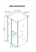 Душевой уголок Cerutti Mimi ZQ91B 90x90 прозрачный, черный