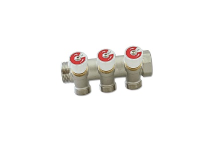 Коллектор НВ 1 3х3/4EK Н 40мм никелированный с вентилями Uni-Fitt 406N4330