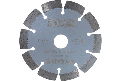 Диск алмазный сегментный FB/M по железобетону 125D-2.2T-12W-10S-22.2 Messer 01-15-125