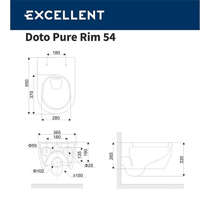 Подвесной унитаз Excellent Doto Pure Rim CEEX.1404.545.WH с микролифтом