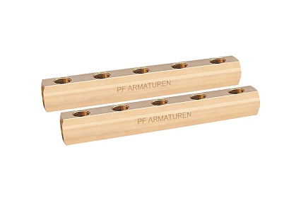 Коллектор PROFACTOR латунный? двусторонний в/в 1" х 5 вых 1/2"вн PF MF 260.5
