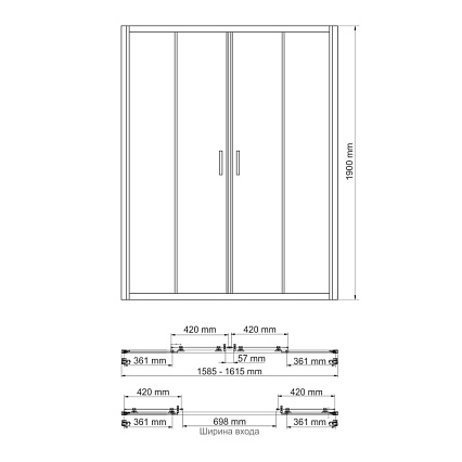 Душевая дверь WasserKRAFT Lippe 45S45 160x190