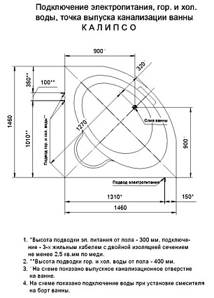 Акриловая ванна Aquatek Калипсо 146х146 см KAL146-0000045 с фронтальным экраном