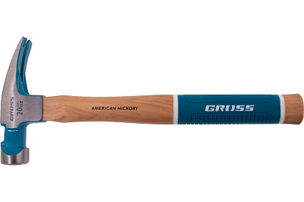 Молоток-гвоздодер Gross 560 г, угол 75, магнит, обрезиненная рукоятка american hickory 10419