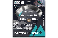 Диск пильный твердосплавный по алюминию и пластику 305x30/25.4 мм, 100 зубов, Т=3.0 мм METALLICA Optima 903407