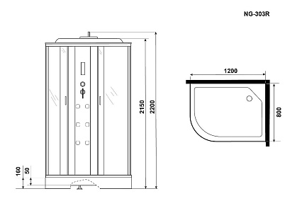 Душевая кабина Niagara Ultra NG-303-01R 120x80 с матовой полосой, с г/м, R