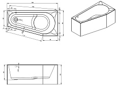 Акриловая ванна Riho Delta Plug & Play 160x80 L, с монолитной панелью