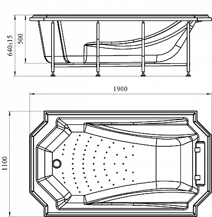 Акриловая ванна Fra Grande Эстелона 190x110 встраиваемая