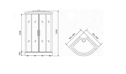 Душевая кабина Timo Eco TE-0701 100x100 с г/м, рифленые стекла, белый