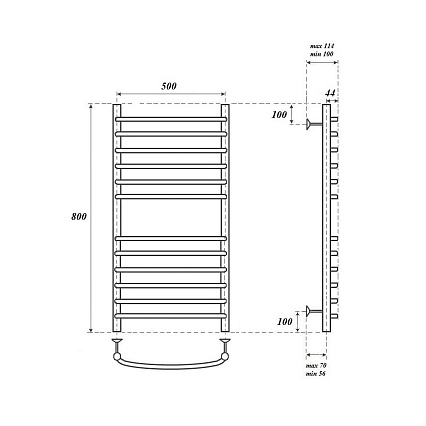 Полотенцесушитель электрический Point PN05158SE П12 50x80 хром