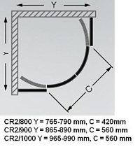 Душевой уголок Roltechnik Classic Line CR2 80x80 полистирол/профиль хром, четверть круга