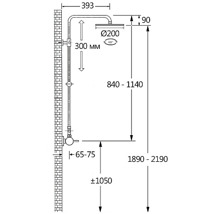 Душевая стойка AQUAme AQM8001MB черный матовый