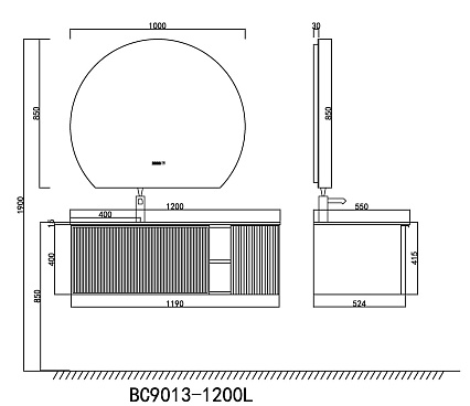 Мебель для ванной Orans BC-9013-1200L 120 см с подсветкой, Matt Deep Ocean