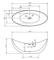 Акриловая ванна Abber AB9333 180x80, белый