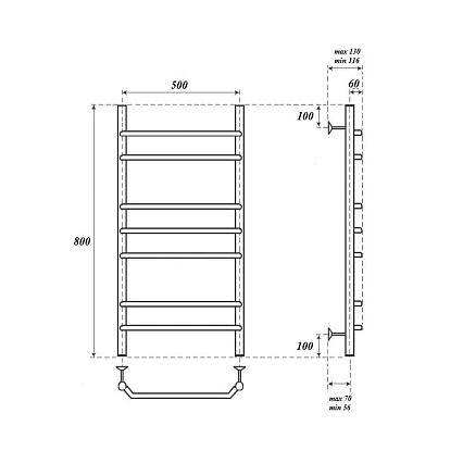 Полотенцесушитель водяной Point PN07158 П7 50x80, хром