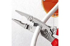 Электромонтажные клещи Knipex VDE, 6-в-1, 200 мм, диэлектрические, хром, 2К ручки, KN-1386200SB