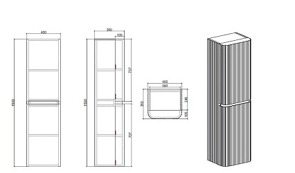 Шкаф пенал Vincea Альто (Alto) 40 см светло-бежевый матовый, правый VSC-4A150MLBG-R