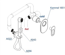 Смеситель для биде WasserKRAFT Kammel A111857 со шлангом 100 см