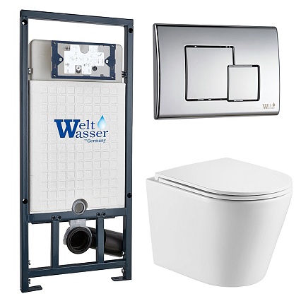 Комплект Weltwasser 10000011517 унитаз Salzbach 043 GL-WT + инсталляция Marberg 507 + кнопка Mar 507 SE
