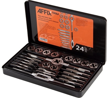 Набор метчиков и плашек AFFIX SK-5 M5-M12, кейс, 24 предмета AF35100024C