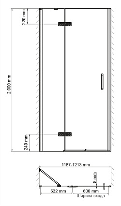 Душевая дверь WasserKRAFT Aller 10H05LBLACK 120x200 левая