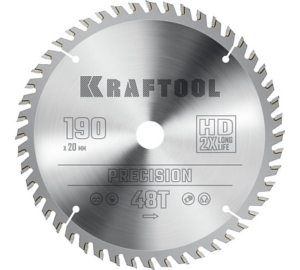 Диск пильный по дереву Kraftool Precission 190x20 мм, 48Т 36952-190-20