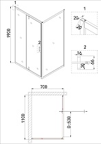 Душевой уголок Niagara Nova NG-43-11AG-A70G 110x70 прозрачный, золото