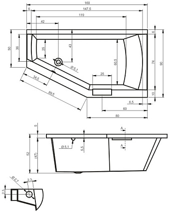 Акриловая ванна Riho Geta 160x90 R B029001005