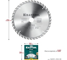 Диск пильный по дереву Kraftool Optima 250x30 мм, 40Т 36951-250-30